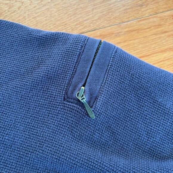 VTG‎ Eddie Bauer Waffle Knit Shirt Mens M Thermal Crew Neck Zip Pocket Blue - Picture 4 of 7
